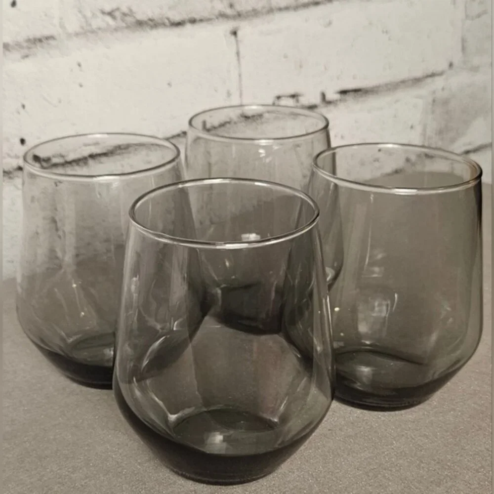 IKEA Ivrig Set of 4 Gray Stemless Glasses - New Old Stock. CIB